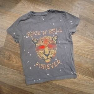 Goodies two sleeves,  rock n roll leopard graphic tee. Size xs girls